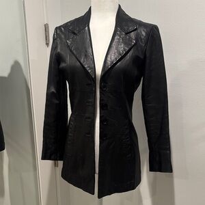 Bebe black leather blazer size P